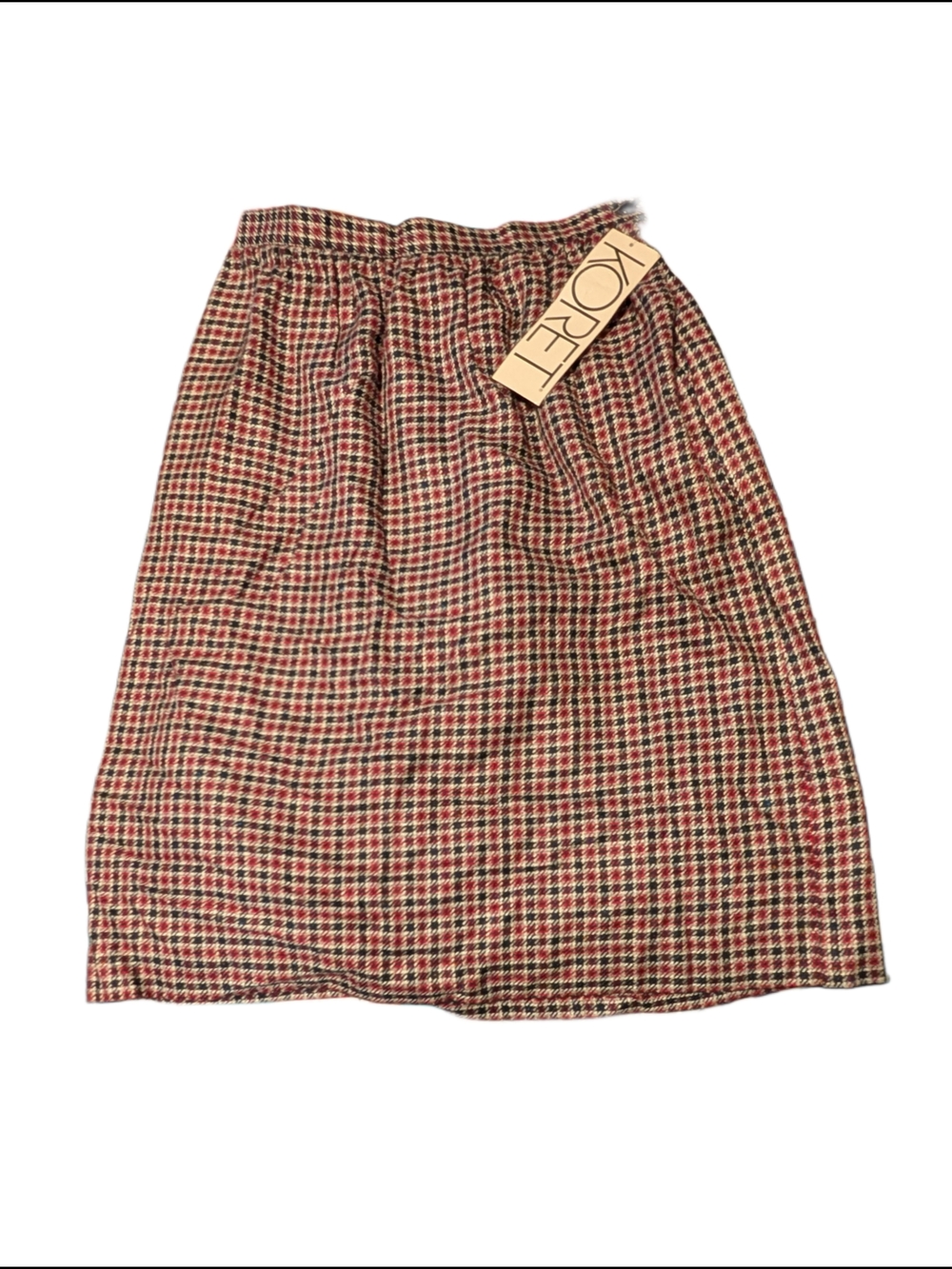 NWT Vintage 80's Koret Red and Black Plaid Midi Skirt